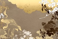 Vintage gold cranes, Japanese ink art remixed by rawpixel.