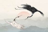 Vintage Japanese crane illustration remixed by rawpixel.