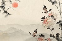 Hokusai’s moth  illustration background remixed by rawpixel.