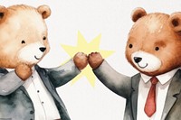 Cartoon bear businessmen watercolor animal character illustration