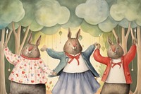 Cartoon bunny celebration  watercolor animal character illustration