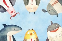 Cartoon businessmen watercolor animal character illustration