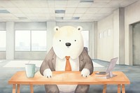 Cartoon bear businessman watercolor animal character illustration