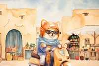 Cartoon dog travel watercolor animal character illustration