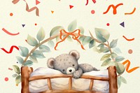 Cartoon baby shower watercolor animal character illustration