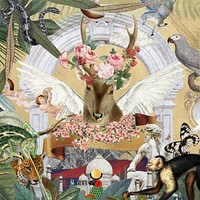 Vintage fantasy animal collage collage remix