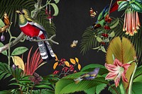 Exotic birds background, vintage animal illustration. Remixed by rawpixel.