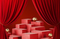 Red podiums product backdrop