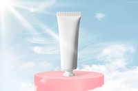 White skincare tube with blank space