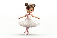 Little girl Ballerina dancing white doll. 