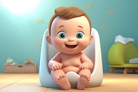 Cute new born baby sitting cartoon doll. 