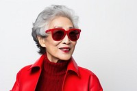 Asian senior woman wearing sunglasses women portrait fashion.