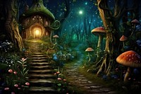 Enchanted magical forest outdoors nature plant. 