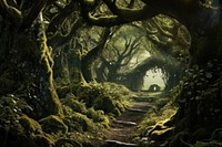 Enchanted forest landscape woodland outdoors. AI generated Image by rawpixel.