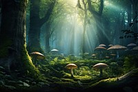 Magical forest landscape woodland outdoors. 