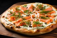 Pizza food salmon mozzarella. 