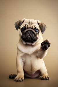 Pug puppy giving paw mammal animal pet.