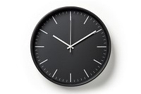 Minimalist black wall clock white background deadline accuracy. 