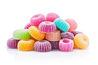 Candy-coated treats confectionery food white background. AI generated Image by rawpixel.