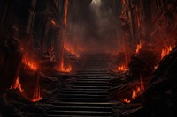 Hell outdoors stairs fire. AI generated Image by rawpixel.