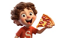 Fullbody eating pizza cartoon. 