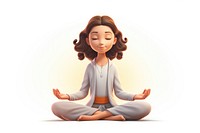Meditation cartoon yoga white background. AI generated Image by rawpixel.