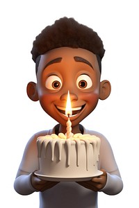 African american boy candle cake dessert. 