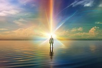 Spiritual landscape sunlight standing. AI generated Image by rawpixel.