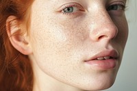 Freckles skin face hairstyle. 