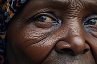 African woman skin wrinkle portrait. 