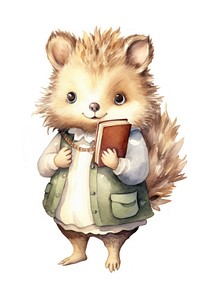 Hedgehog carrying a book hedgehog cartoon mammal. 