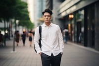 Asian man outdoors shirt adult. 