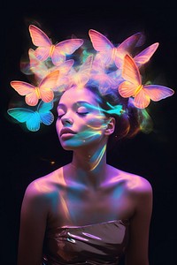 Butterfies portrait fantasy purple. AI generated Image by rawpixel.