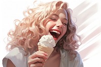 Girl laughing dessert holding. AI generated Image by rawpixel.