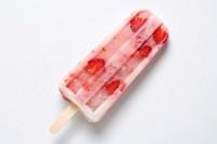 Strawberry yogurt popsicle food dessert white background.