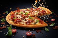 Delicious pizza food advertisement mozzarella. 