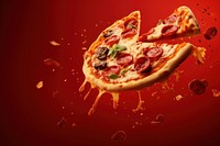 Delicious pizza food red advertisement. AI generated Image by rawpixel.