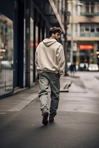 A man outdoors walking fashion. 