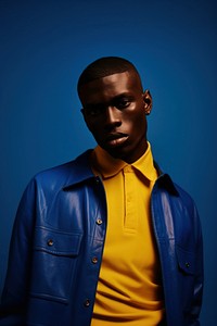 Blue clothes black a man portrait photography. 