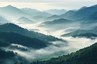 Misty mountain valley landscape outdoors nature. 