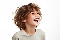 Boy laughing white background excitement happiness. AI generated Image by rawpixel.