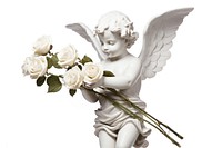Cupid statue flower angel plant. AI generated Image by rawpixel.