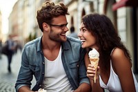 Eating ice-cream outdoors adult food. AI generated Image by rawpixel.