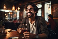 Drinking restaurant laughing smile. AI generated Image by rawpixel.