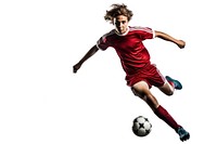 Young footballer kicking sports motion. AI generated Image by rawpixel.
