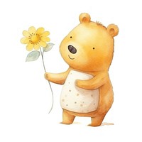 Capybara hold a flower cute toy white background. AI generated Image by rawpixel.