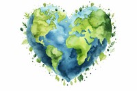 Earth heart shape watercolor space creativity. 