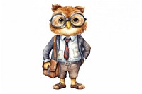 Owl business animal white background representation. 