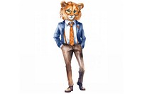 Watercolor Lioness business white background representation. 