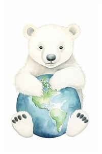 Polar bear holding earth mammal animal white. AI generated Image by rawpixel.